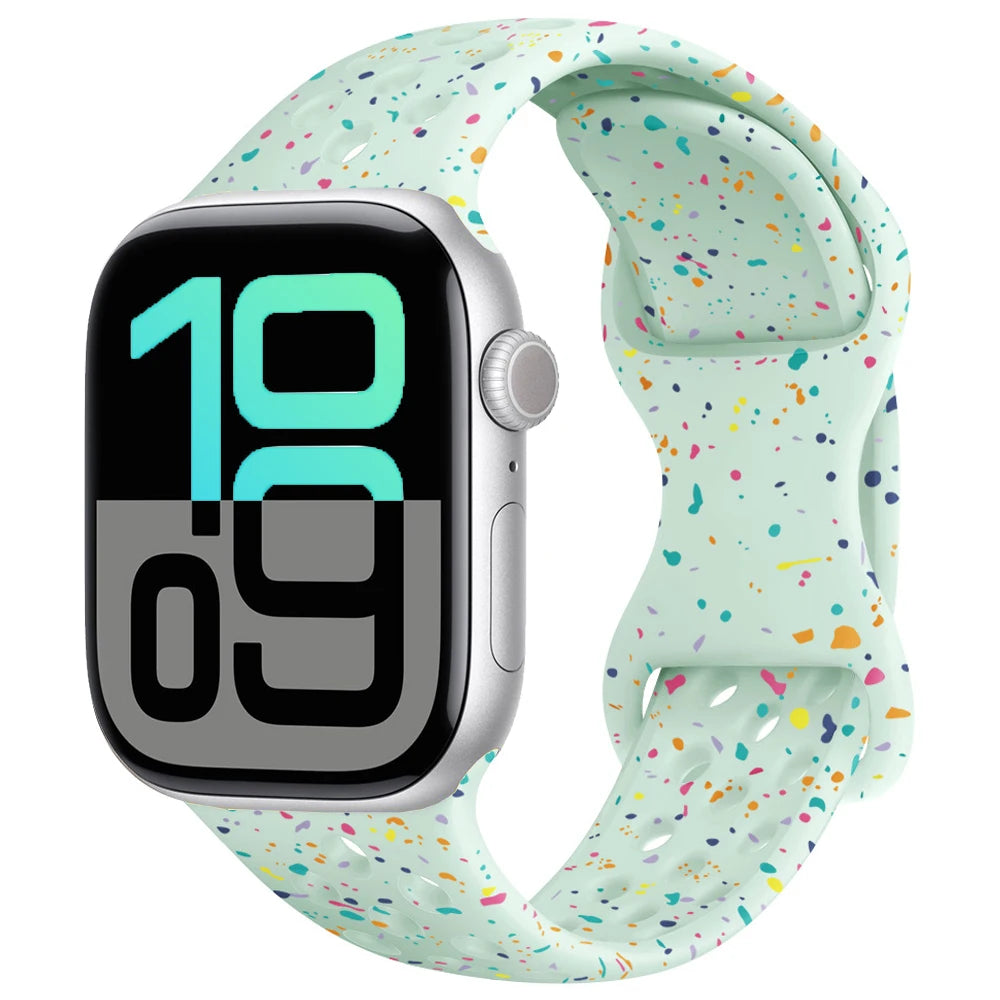 Silicone Strap For Apple Watch 11 10 9 8 7 46mm 45mm 42mm 41mm Ultra 3/2 49mm Breathable Bracelet Wristband iWatch 6 5 4 SE 44mm