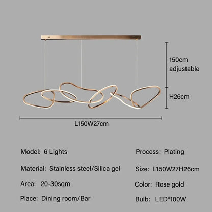 Modern Rings Pendant Lights Black&Golden for Living Dining Room Bedroom Ceiling Chandelier Lamps Indoor Hanging Lighting Fixture