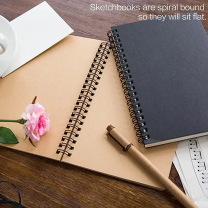 STONEGO 100-Page Kraft Paper Sketchbook - Soft Cover, Wire Bound, Unlined, Perfect for Sketching, Writing & Note