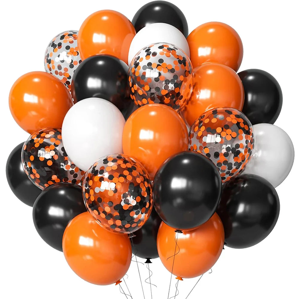 Halloween Black Orange White Latex Balloon Confetti Balloons Bouquet for Birthday Trick or Treat Halloween 2026 Home Decorations