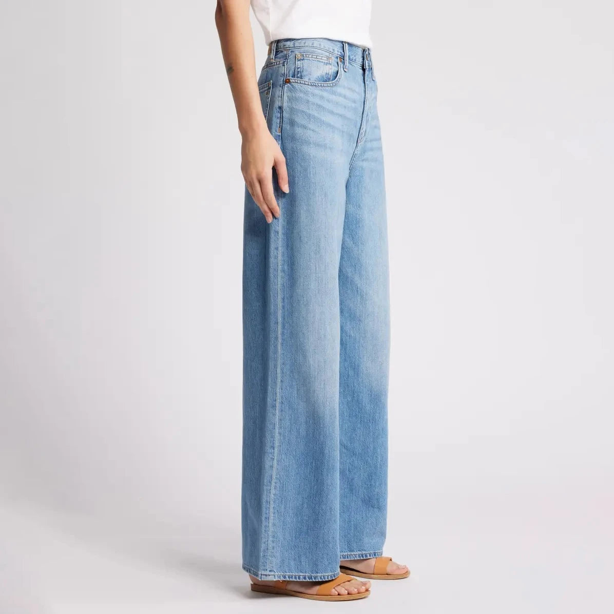 New Women's Casual Denim Jeans Straight Leg Pants with Pockets Hole Custom Embroidery Patchwork women's pants