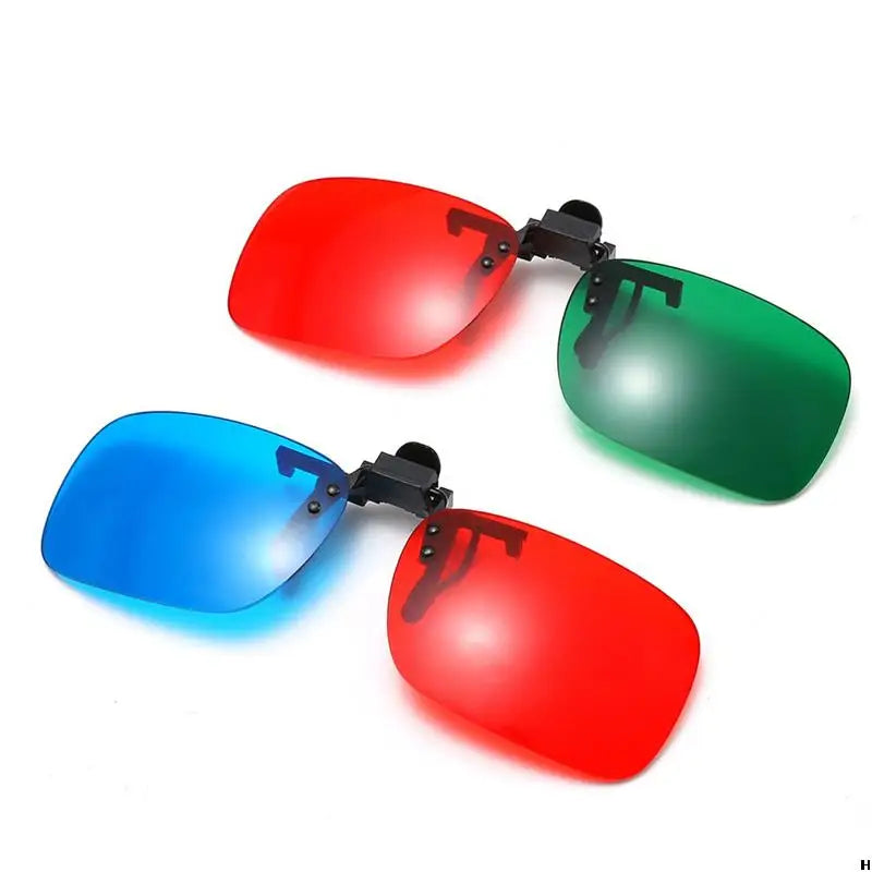 Red Green Blue 3D Glasses Clip Foldable Prescription Glasses for 3D Movies Gaming TV Strabismus Correction Amblyopia Training