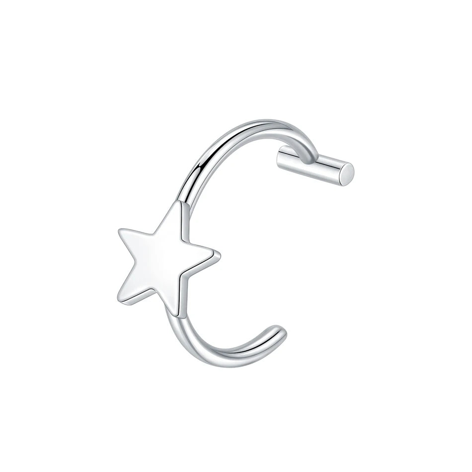 1PC Stainless Steel Fake Nose Ring Hoop Septum Rings Non-Pierced C Clip Lip Ring Earring Fake Nose Piercings Women Body Jewelry