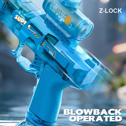Automatic continuous shooting electric water gun, outdoor beach toys, long-distance water gun with lights, swimming toys