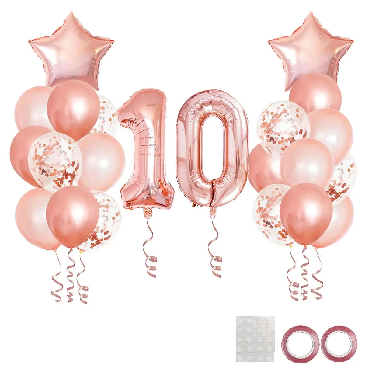25pcs Rose Gold Mixed Balloons 10 15 16 18  20 21 25 30 35 40 50th Birthday Party Decorations  Woman Birthday Anniversary Decor