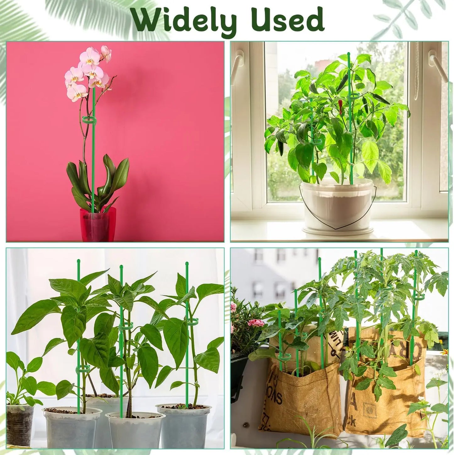 Adjustable Plant Support Rod Garden Stakes Shrub Flower Stick Tomatoes Vine Orchid Stand Potted Plants Holder Pole with Clip