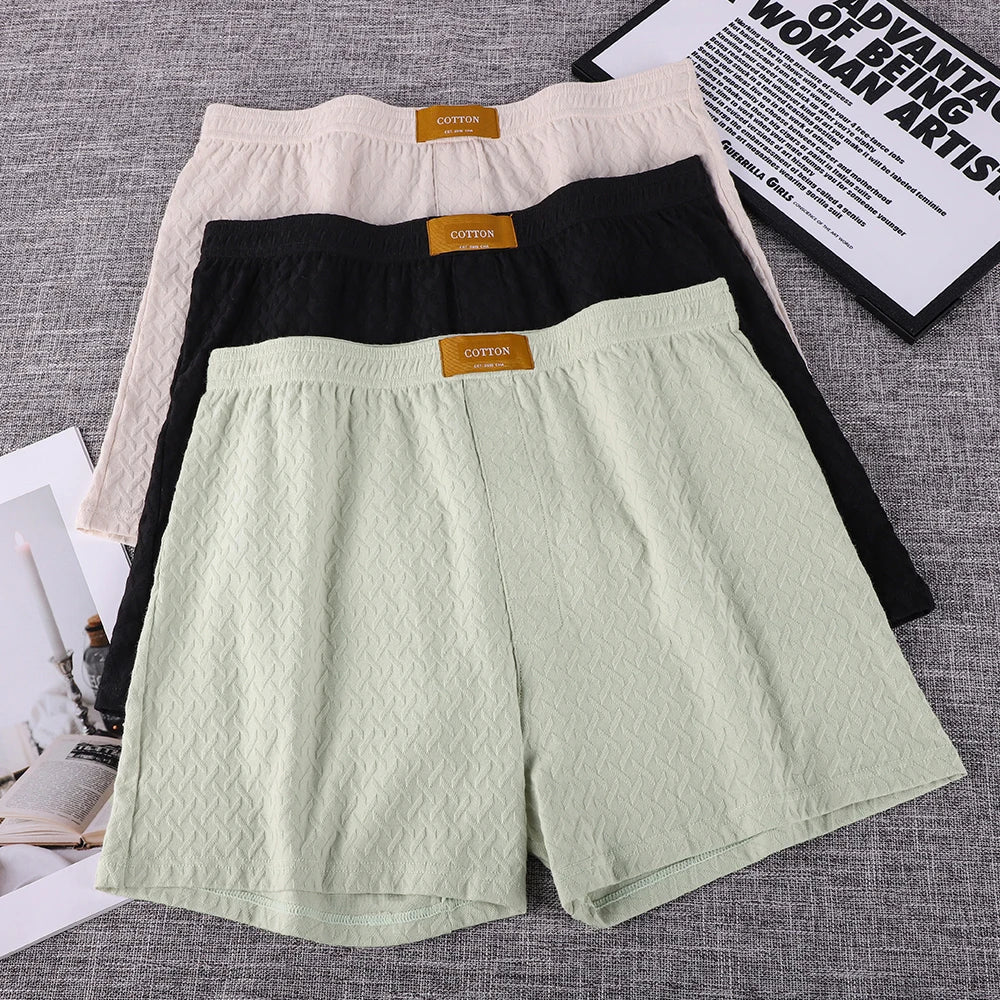3PCS/Pack 100% Cotton Fashion Solid Plaid Underwear for Man Knit Breathable Men's Panties High Elastic Super Soft Boxers Hombre