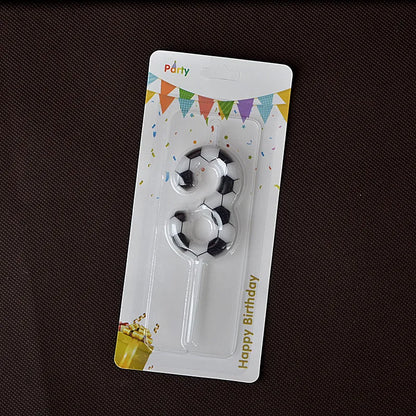 Black White Soccer Number Birthday Candle 0‑9 Football Pattern Digital Cake Topper Soccer Sports Theme Party Cake Decor Supplies