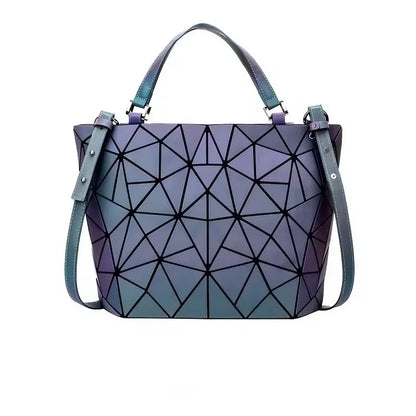 1pcs 2pcs 3pcs Women's Fashion Messenger Bags Laser Luminous Rhombus Folding Shoulder Bag Cool Tote + Rectangle Zipper Wallet