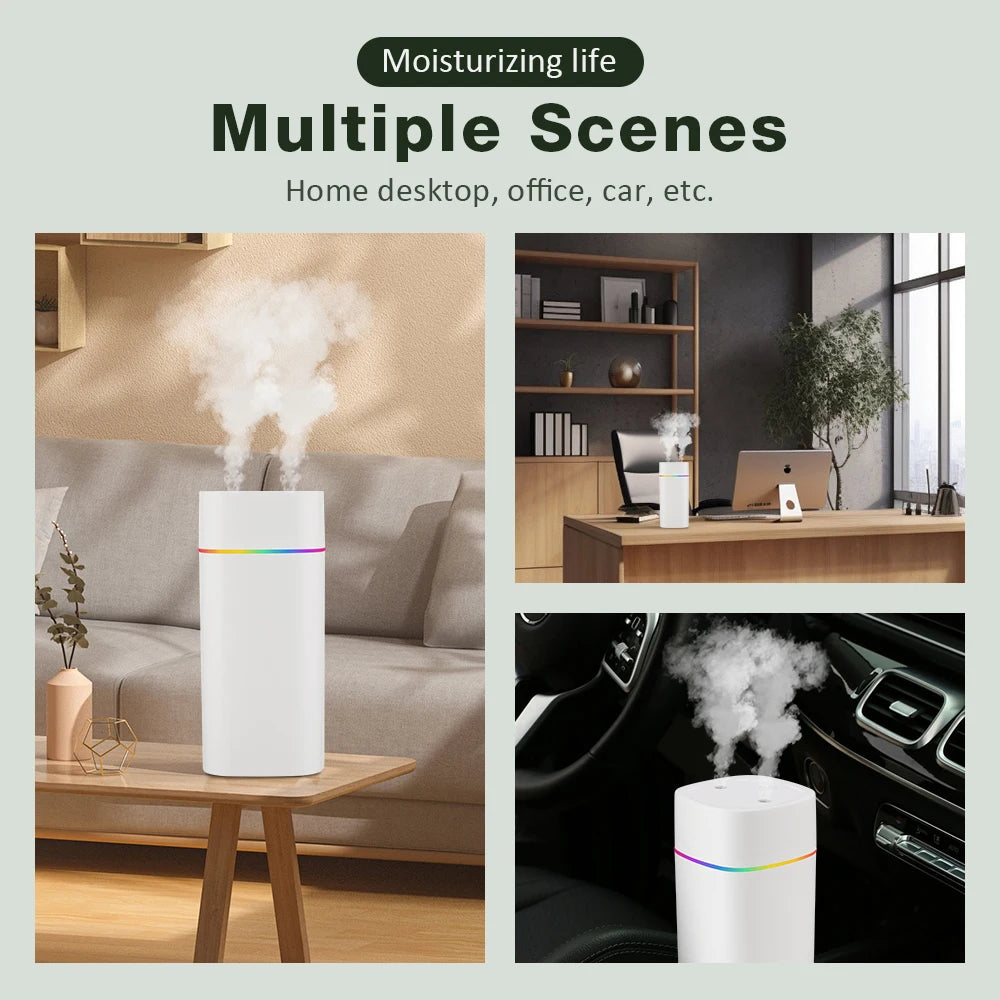 Portable USB Cool Mist Nano Sprayer 600ml Aroma Oil Diffuser for Home Car Electric Air Humidifier Mist Maker Light Aromatherapy