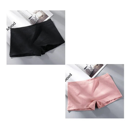 2Pcs Women Solid Cotton Boyshorts Female Soft Big Size Underwear Safety Pants Ladies Briefs Lingerie