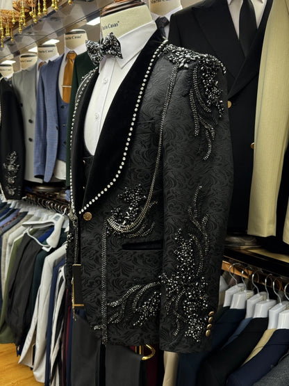 New Arrival Luxurious Men's Suit Set 3 Pieces Banquet Party Wear Handsome Elegant Shawl Lapel Tuxedo For Men Dancing Wear