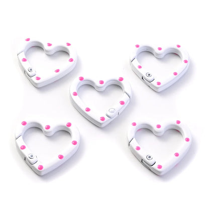 Heart-Shaped Lobster Clasp Connectors — Multicolor Metal Spring Clips