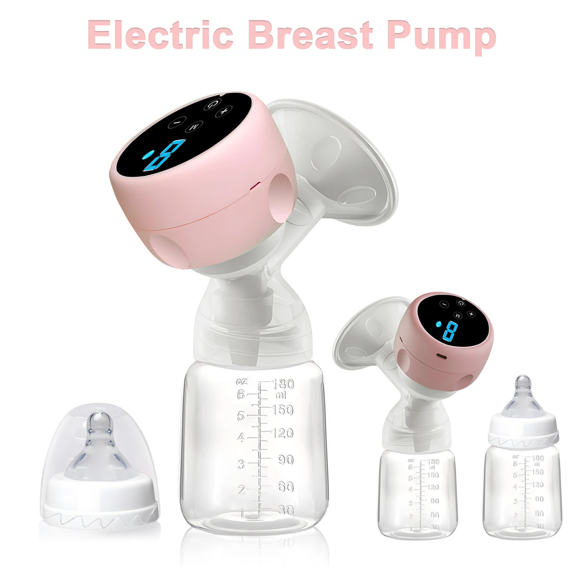 Electric Breast Pump Portable Baby Nipple Bottle 2-IN-1 Smart Integrated Suction Breast Pump Milk Postpartum Fortable BreastPump