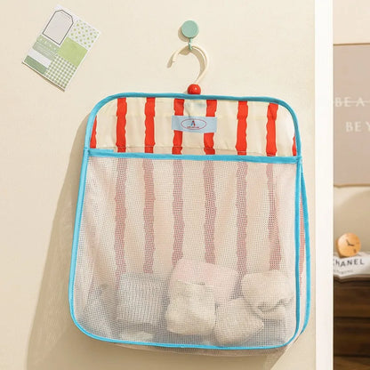 Hanging Mesh Storage Bag Wall Mounted Underwear Socks Organizer Macaron Color Closet Hanging Pouch For Home Bedroom
