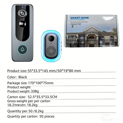 WiFi Solar Charging Wireless Video Doorbell Smart Wireless Intercom Waterproof Voice Changing Intercom Monitoring Camera