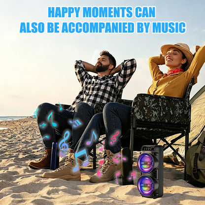 High Volume Portable Bluetooth Speaker with Dual Subwoofers, Rich Heavy Bass, TWS Wireless Stereo, FM Radio, USB TF AUX Mic Input, Suitable for Home Party, Festival Dinner, Christmas Gift