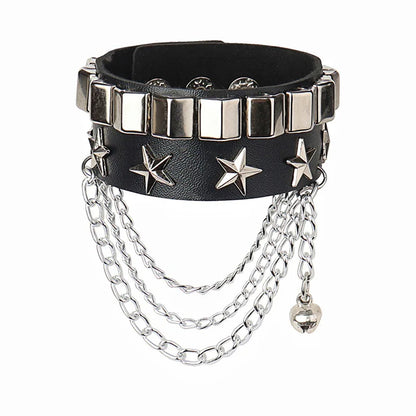 Punk Bracelets PU Leather Studded Bracelet Adjustable Goth Cuff Bracelet Gothic Rivet Buckle Wristband for Men Women Emo Jewelry
