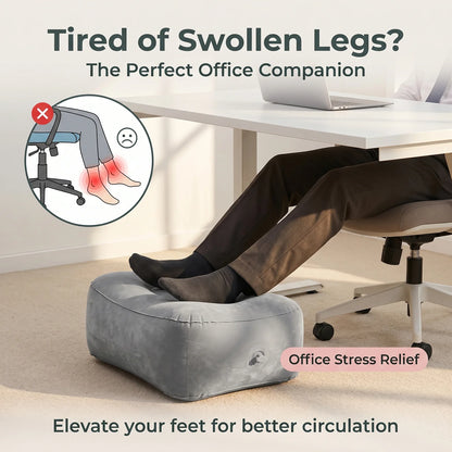 Inflatable PVC Footrest Pillow Air Cushion for Travel Office Home Leg up Relaxing Foot Rest under Desk Support