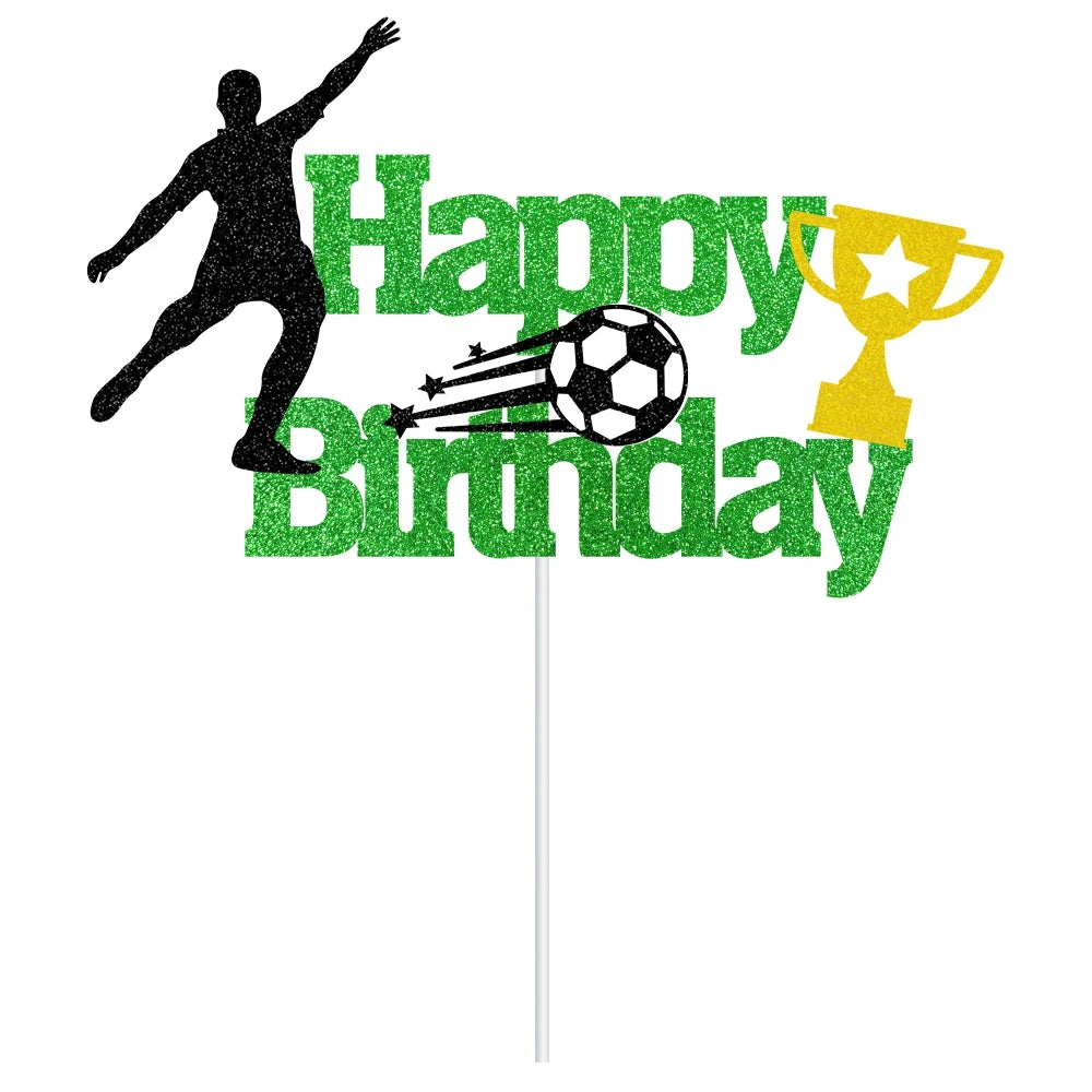 Football Cake Topper Boy Girl Soccer Happy Birthday Cupcake Toppers Party Dessert Wedding Decoration Baby Shower Baking Supplies