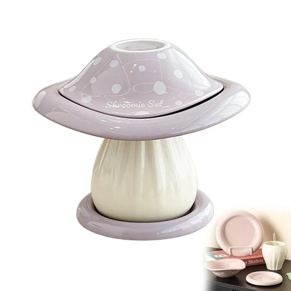 Mushroom Set Bowls and Plates for Home Kitchen Large Capacity Ceramic Bowl Western Plate Tea Desserts Tray Mushroom Tableware