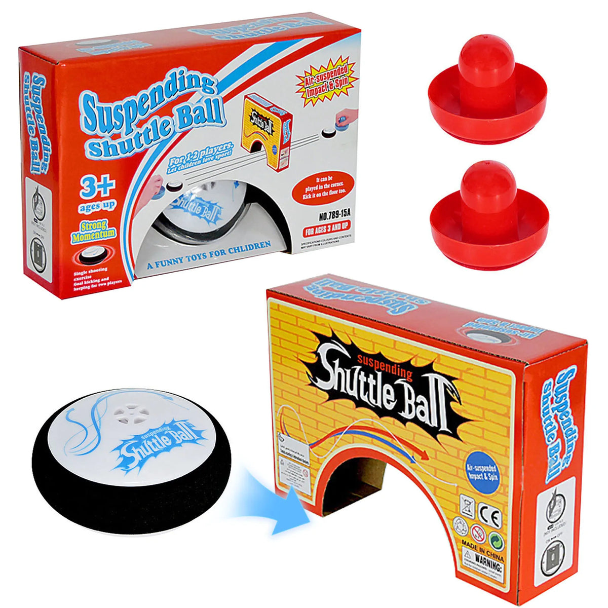 Electric Floating Hockey with 2 Red Pushers Air Hockey Board Game Tabletop Hockey Hover Puck Toy Gift for Children Adults