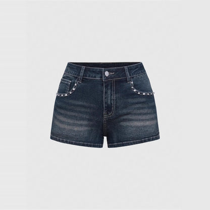 High Waist Distressed Denim Shorts Female Jeans Womens Jeans Shorts Vintage Y2K Punk Style Embroidered Hot Pants