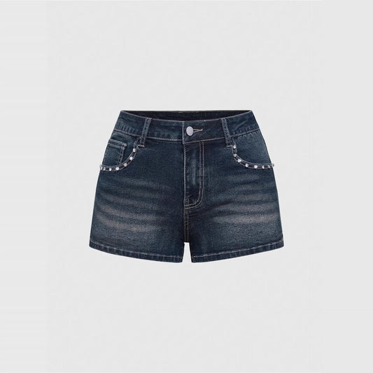 High Waist Distressed Denim Shorts Female Jeans Womens Jeans Shorts Vintage Y2K Punk Style Embroidered Hot Pants