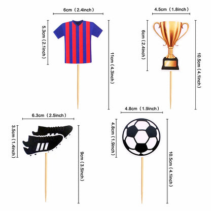 Football Cake Topper Boy Girl Soccer Happy Birthday Cupcake Toppers Party Dessert Wedding Decoration Baby Shower Baking Supplies
