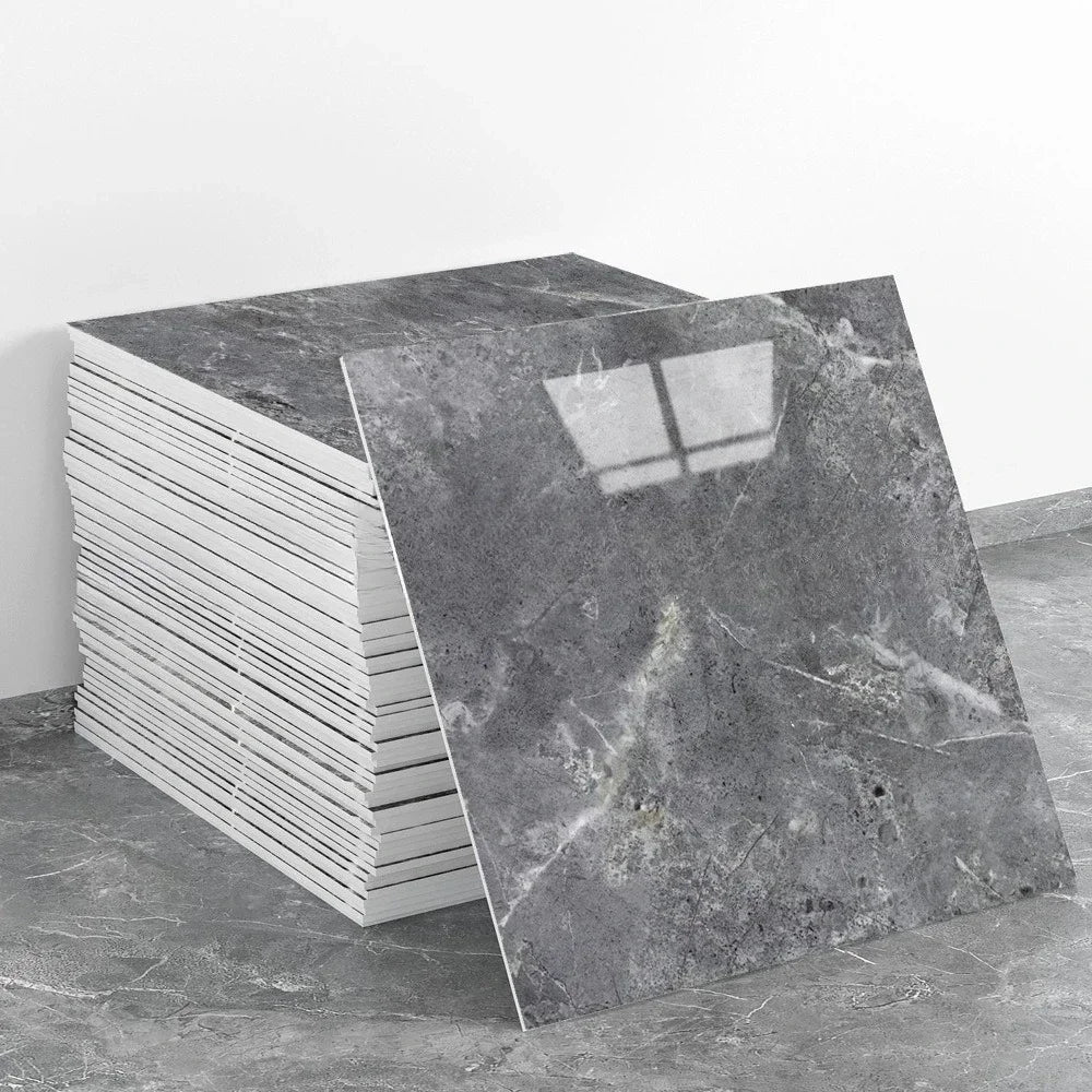10PCS 3D Marble Effect Tile Stickers Waterproof Self Adhesive Wall Panels for Bathroom Kitchen Floor Renovation and Home Decor