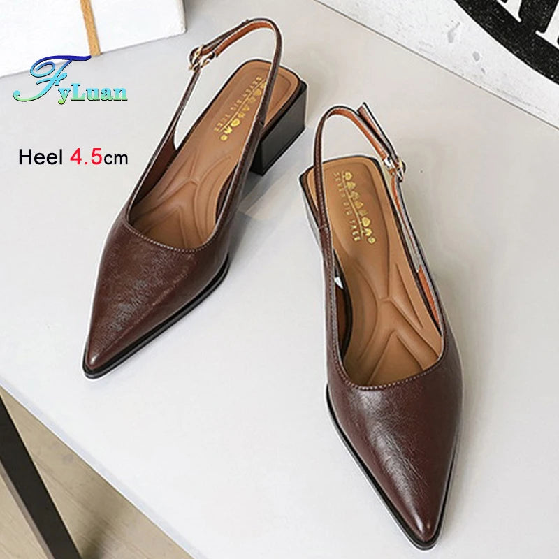 New Product Medium Heel Women Single Shoes Pointed Toe Shallow Mouth Ladies Pumps Coarse Heels Comfortable Work High Heels Shoes