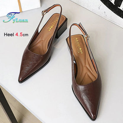 New Product Medium Heel Women Single Shoes Pointed Toe Shallow Mouth Ladies Pumps Coarse Heels Comfortable Work High Heels Shoes