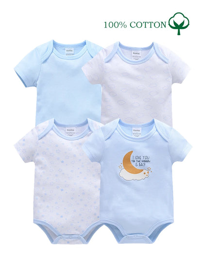 New Baby Boy Clothes Summer 100%Cotton Blue Grey Tie Print Three Piece Short Sleeve Bodysuit Pants Vetements Bebe For 0-12M