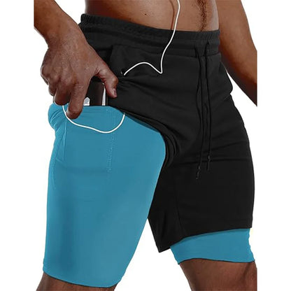 Mens Sport Shorts Sportswear Double-deck Running Shorts 2 In 1 Beach Bottoms Summer Gym Fitness Training Jogging Short Pants Men