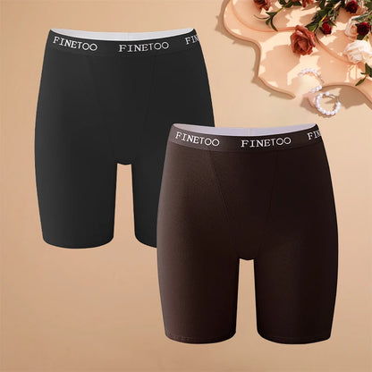 2pcs Women's High Waisted Boxer Briefs Cotton Plus Size Panties Sexy Elastic Waistband Sports Shorts Casual Comfortable Lingerie