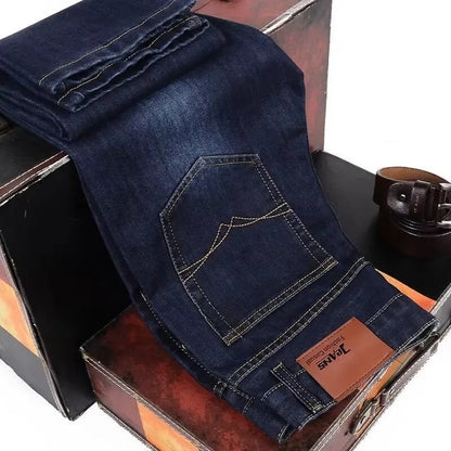 Men's Slim Fit Stretch Jeans | Classic Business Casual Denim | Black & Blue