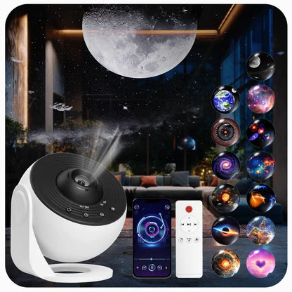 Galaxy Projector for Bedroom Pro Version HD 12 in 1 Film Discs Star Projector Galaxy Light Planetarium Projector with Timer White Noise 360 ° Rotation Bluetooth Remote Control