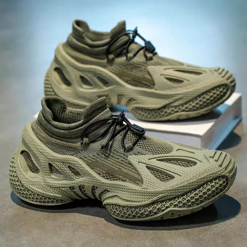 Men's shoes new breathable mesh sports shoes trendy one foot casual thick soled sports shoes dad shoes