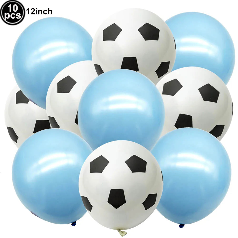10Pcs 12inch Soccer Balloons Red Blue Black White Confetti Football Latex Balloon Boy Soccer Birthday Party Baby Shower Decor