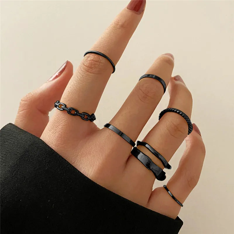 Silver Color Crystal Rings Set for Women, Cubic Zirconia Moon Arrow Flower Heart Finger Wedding Rings, Female Fashion Jewelry