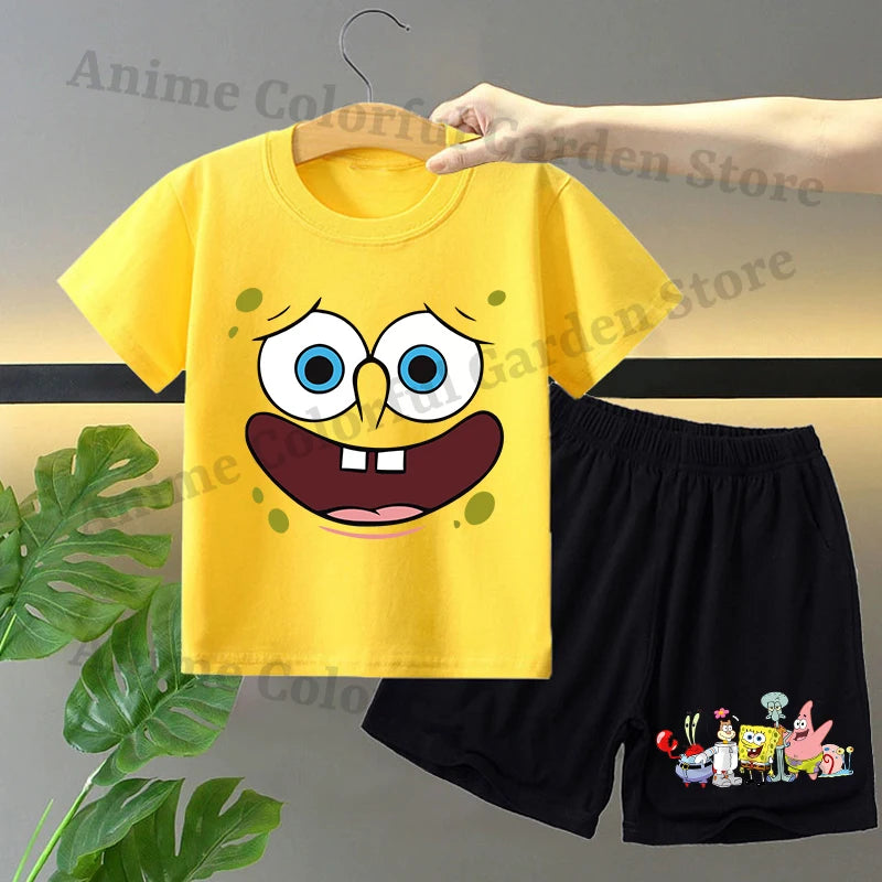 2pcs Spongebobs Squarepants Short Sleeved Shorts Set for Children