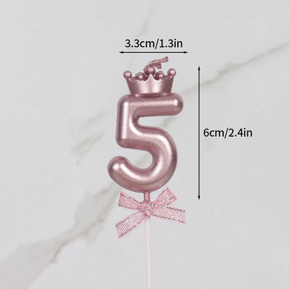 3D Candle Pink Birthday Number Candle Girl Happy Birthday Cake Topper Baking Celebration Memorial Anniversary Party Decor