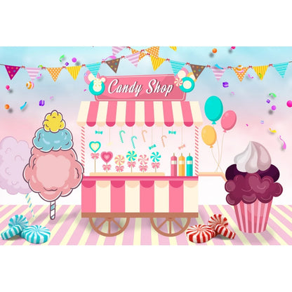 Candy Bar Baby Shower Birthday Backdrop Ice Cream Car Donuts Lollipop Party Photo Background Cake Table Decor Photography Props