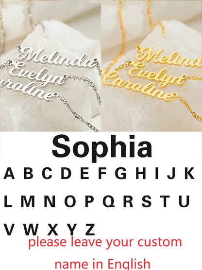 Custom Different Font Name Pendant Necklace for Woman Girls Stainless Steel Nameplate Personalized Choker Necklaces Jewelry Gift