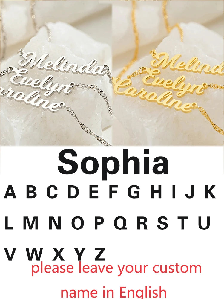 Custom Different Font Name Pendant Necklace for Woman Girls Stainless Steel Nameplate Personalized Choker Necklaces Jewelry Gift