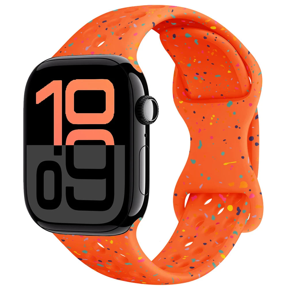 Silicone Strap For Apple Watch 11 10 9 8 7 46mm 45mm 42mm 41mm Ultra 3/2 49mm Breathable Bracelet Wristband iWatch 6 5 4 SE 44mm