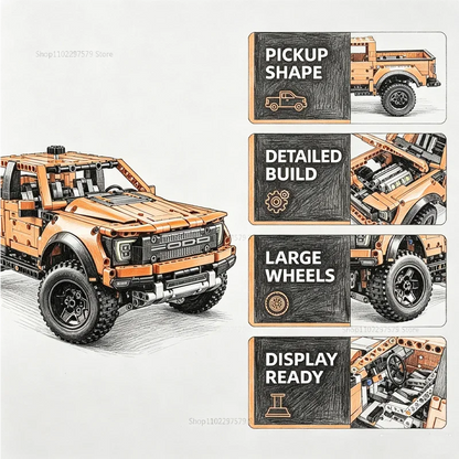 1379PCS Tech Raptors F150 Truck Race Car Building Kit Compatible MOC Creative DIY Vehicle Bricks Toys Gift for Kids Teens Adults