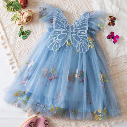 Girls' Dress Summer Lace Floral Print Cute Princess Baby Girl Dress Adorable Wedding Flower Girl Outfit