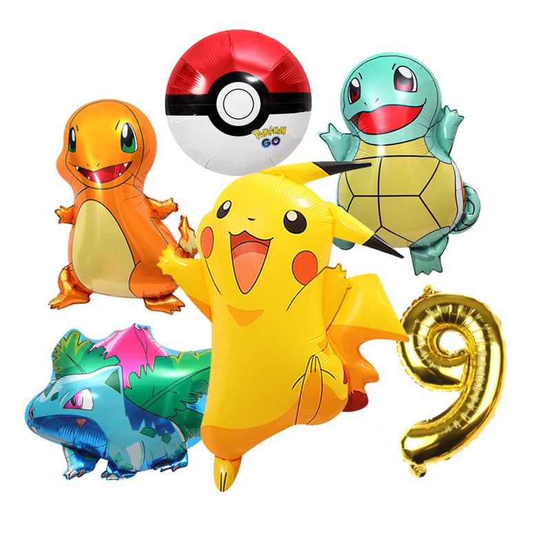 Pikachu Cartoon Balloon Garland Kit Lightning Foil Balloons Kids Birthday Party Supplies