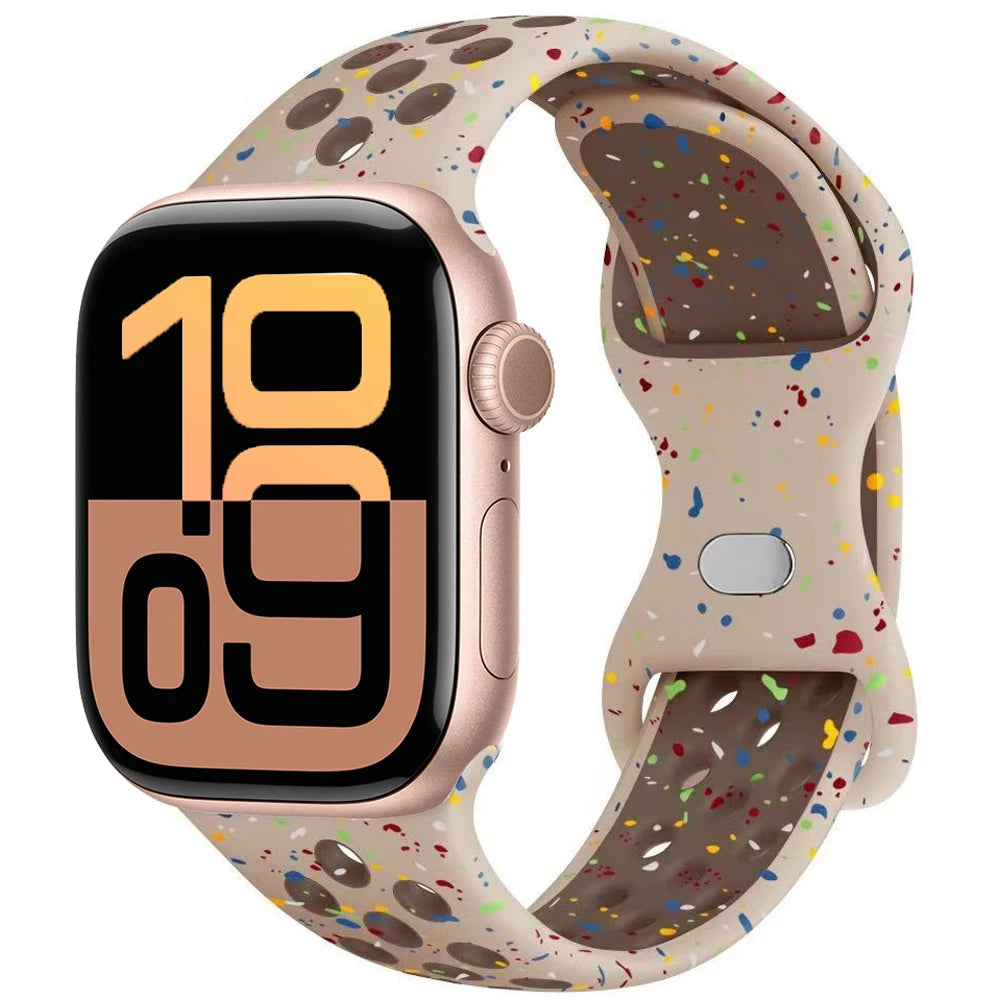 Silicone Strap For Apple Watch 11 10 9 8 7 46mm 45mm 42mm 41mm Ultra 3/2 49mm Breathable Bracelet Wristband iWatch 6 5 4 SE 44mm